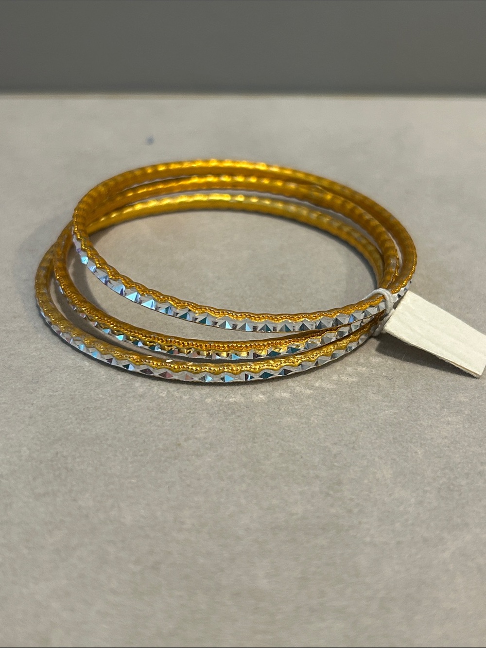 Gold and Silver Textured Stackable Bangle Bracelet Set - Women Jewelry